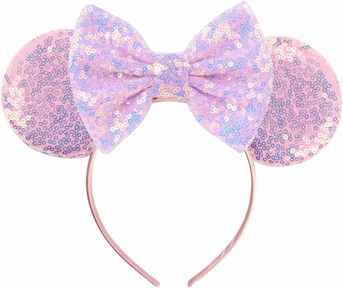 Sequin Mouse Ears Headbands for Women Girls Boys, Glitter Bows Headband for Kids Adults Birthday ... | Amazon (US)