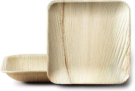 10" Square Disposable Palm Leaf Plates By Posh Setting – 100% Compostable Bamboo-Style Natural ... | Amazon (US)
