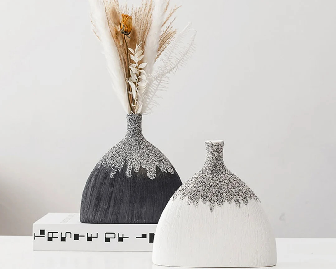 Minimalist Flat Funnel Vase Handmade Nordic Ceramic Pottery - Etsy | Etsy (US)