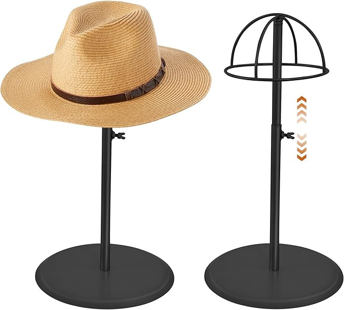 2 Pcs Hat Display Stand 12''-19'' Height Adjustable, Stable Stainless Steel Wig Storage Stands, H... | Amazon (US)