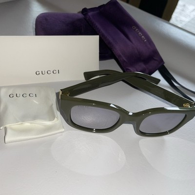 GUCCI SUNGLASSES GG1139S 002 POLISHED OLIVE-GOLD/SILVER MIRROR LENSES  52-23 NEW | eBay US