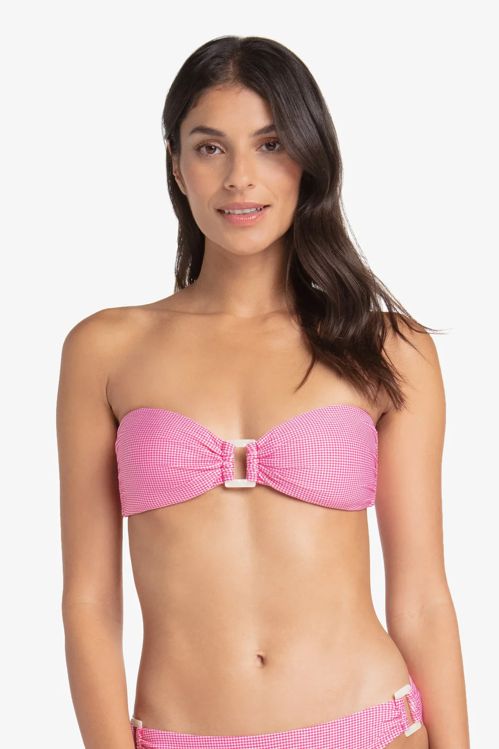 Hook Back Shell Bandeau  |  Pink Gingham | Helen Jon