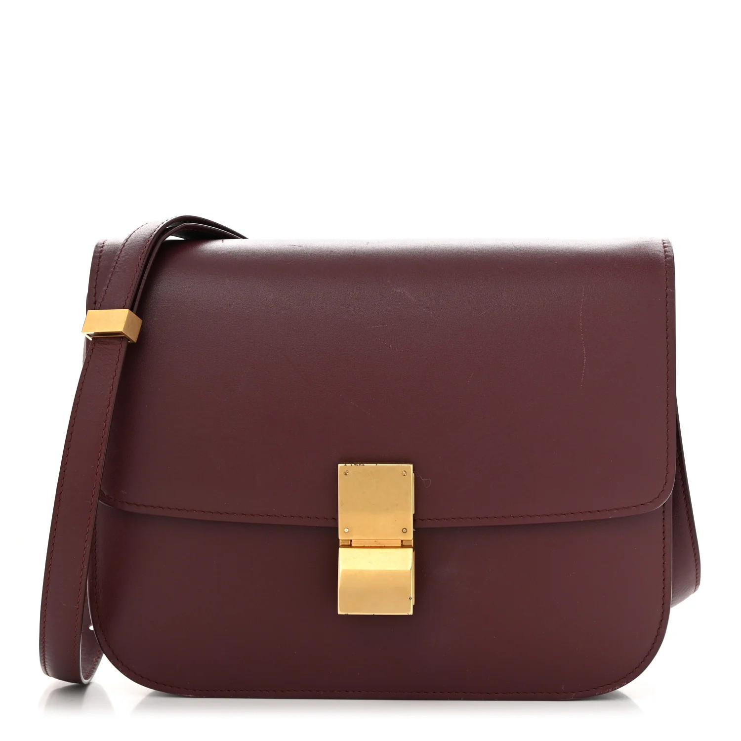 Box Calfskin Medium Classic Box Flap Bag Burgundy | FASHIONPHILE (US)
