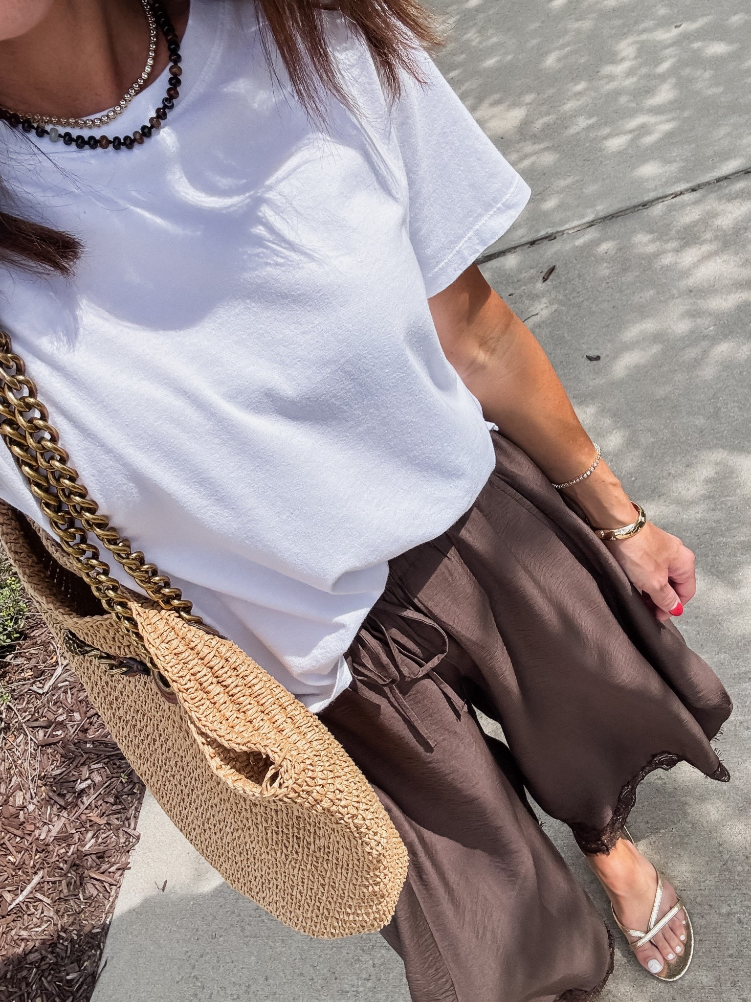 Statement pants. Lace trim pants. Cropped lace hem pants. 
What I wore Saturday. Outfit of the day. 
Pants XS (oversized fit). Tee S. 

#LTKSeasonal #LTKootd #LTKOver40