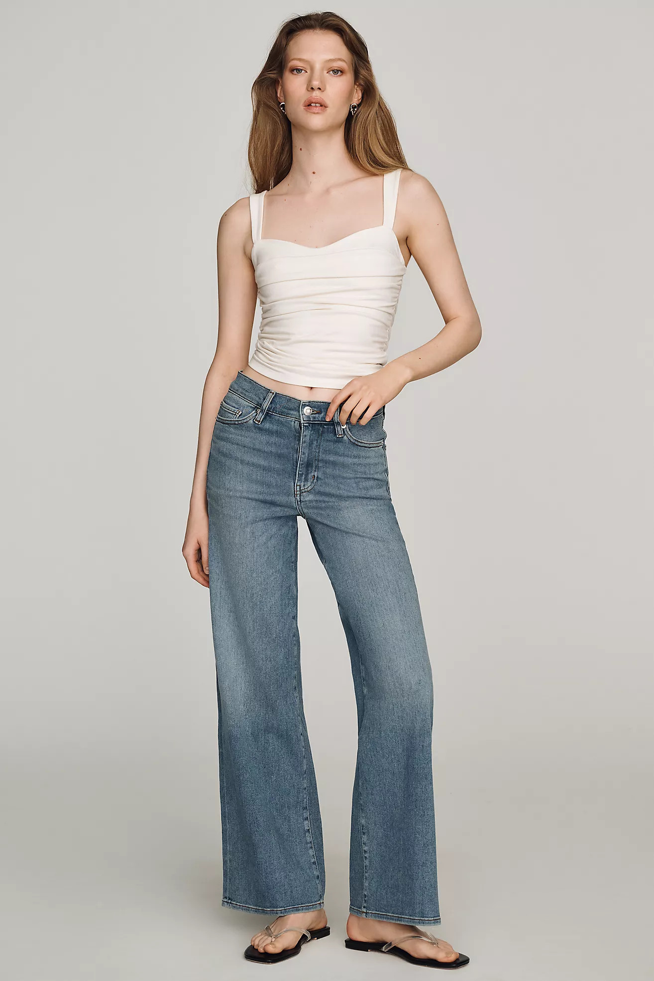 FRAME Le Slim Palazzo High-Rise Wide-Leg Jeans | Anthropologie (US)