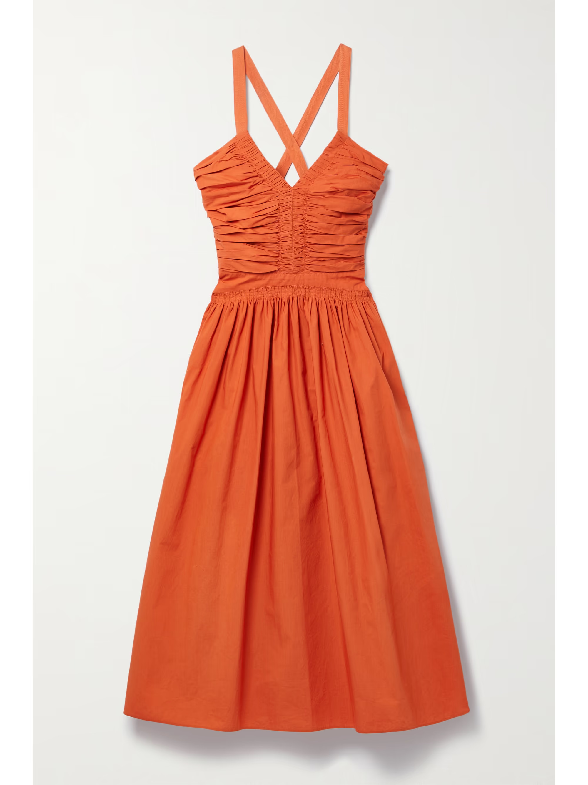 Laurelin ruched canvas-trimmed cotton-poplin midi dress | NET-A-PORTER (US)