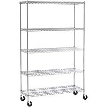 SafeRacks NSF Certified Commercial Grade Adjustable 5-Tier Steel Wire Shelving Rack with 4" Wheels - | Amazon (US)