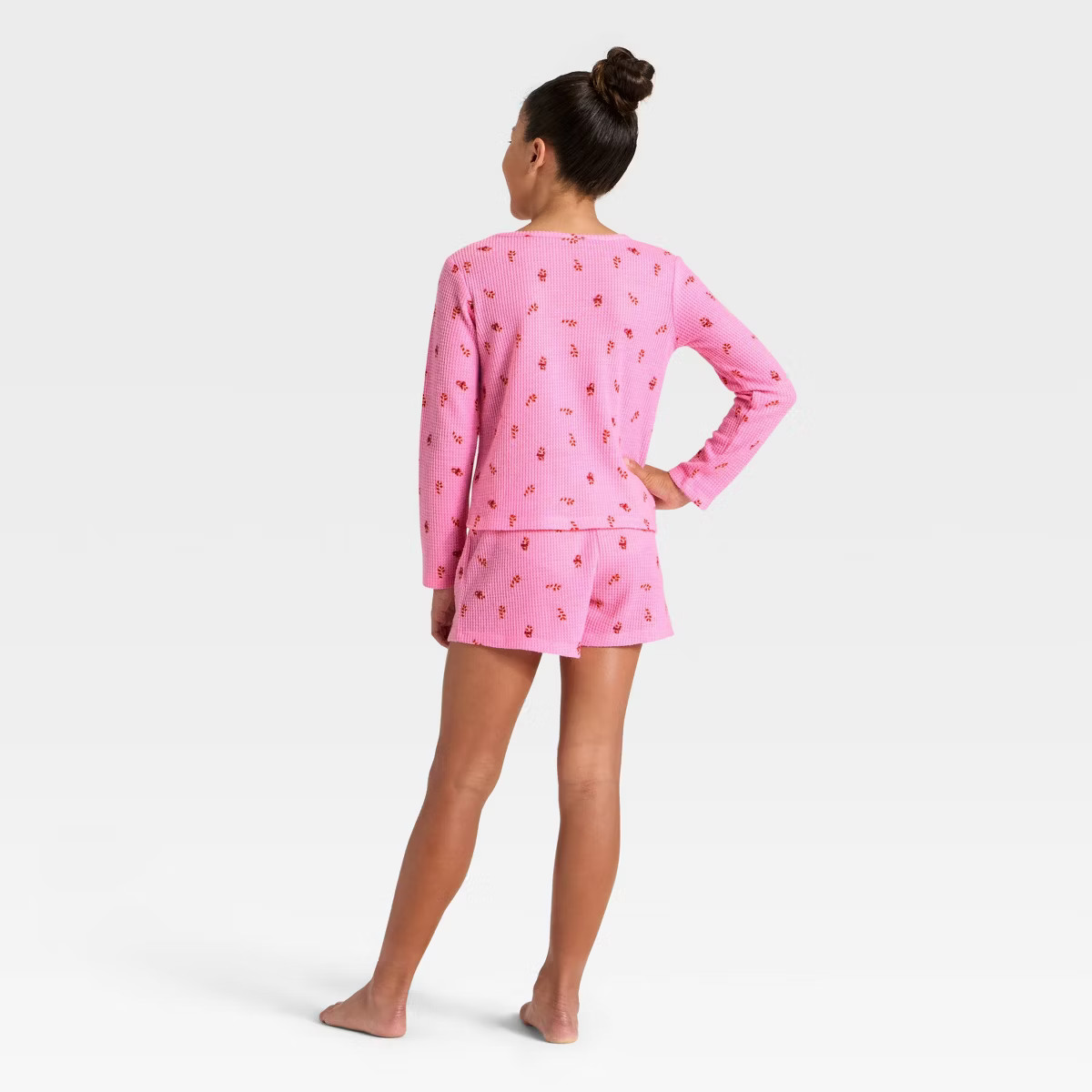 Girls' 2pc Long Sleeve Christmas Waffle Knit Pajama Set - Cat & Jack™ Pink M | Target