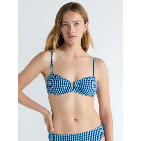 Free Assembly Women's and Women's Plus V Wire Seersucker Bralette Bikini Top, Sizes XS-3X | Walmart (US)