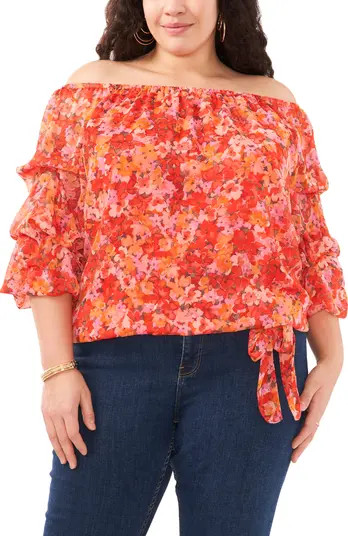 Floral Off the Shoulder Bubble Sleeve Top | Nordstrom