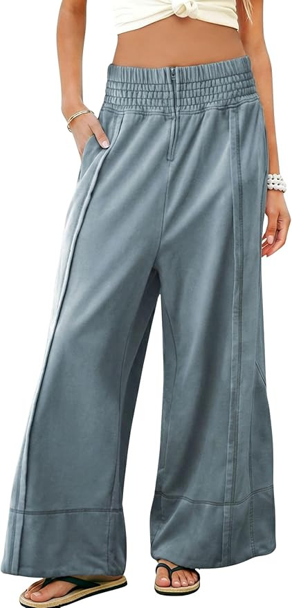 Tanming Womens Wide Leg Pants Cotton Stretchy High Waisted Palazzo Pants Daily Workout Wear Loung... | Amazon (US)