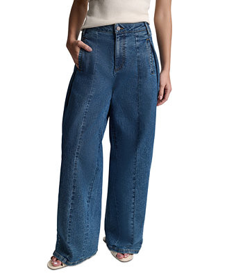 Women's Wide-Leg Loose-Fit Seamed Jeans | Macy's