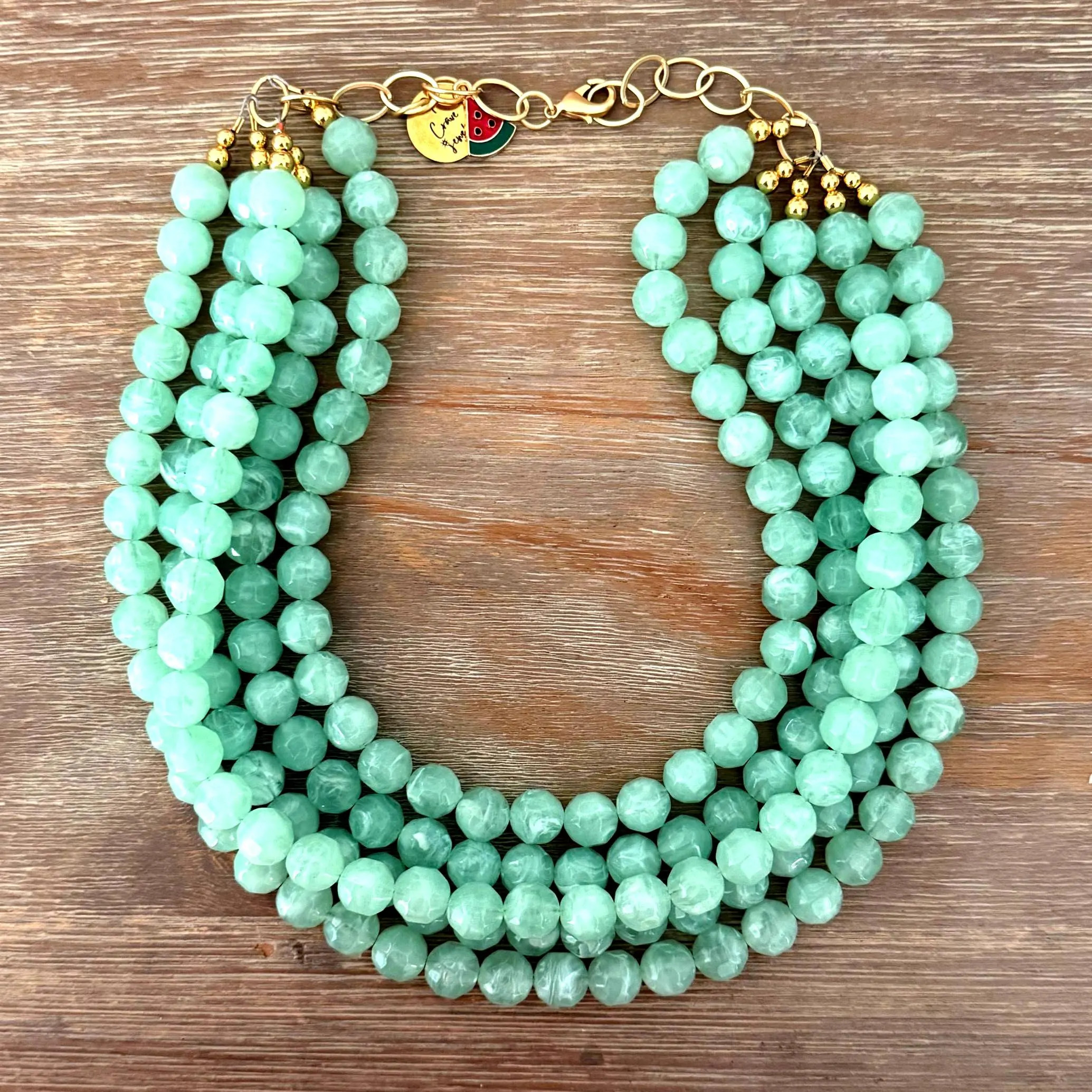 Necklace for Women Green Bead Necklace - Chunky Beaded Statement Necklace MultiStrand in Seafoam Green | Etsy (Global)