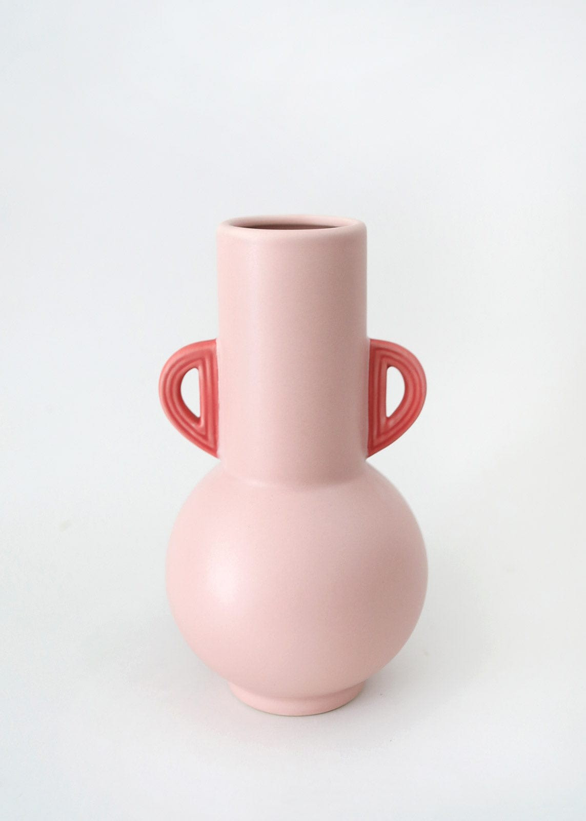 Afloral Pink Floral Vase with Coral Handles - 10.75 | Afloral (US)