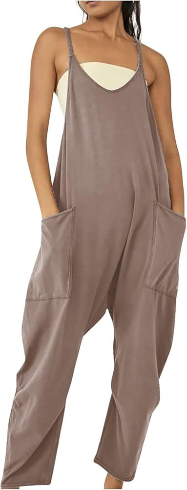 Jumpsuits for Women Casual 2024 Summer Rompers Sleeveless Loose Fit Spaghetti Strap Baggy Overall... | Amazon (US)