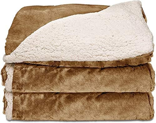 Sunbeam Heated Reversible Sherpa & Royal Mink Throw Blanket w/ 3 Heat Settings in Honey; 2093698 | Amazon (US)