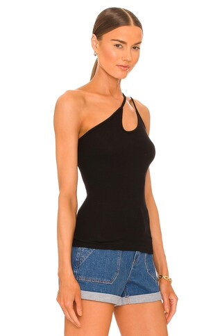Enza Costa Asymmetrical Strappy Tank in Black from Revolve.com | Revolve Clothing (Global)