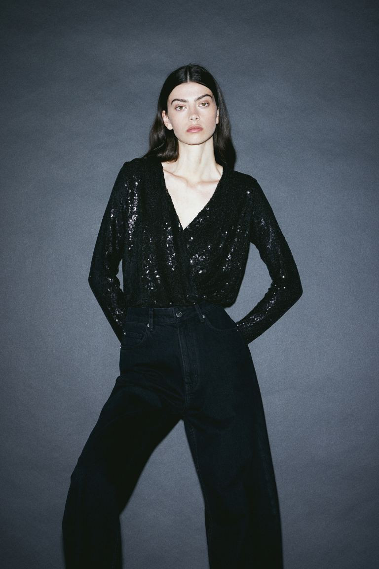 Sequined body - Black - Ladies | H&M GB | H&M (UK, MY, IN, SG, PH, TW, HK)