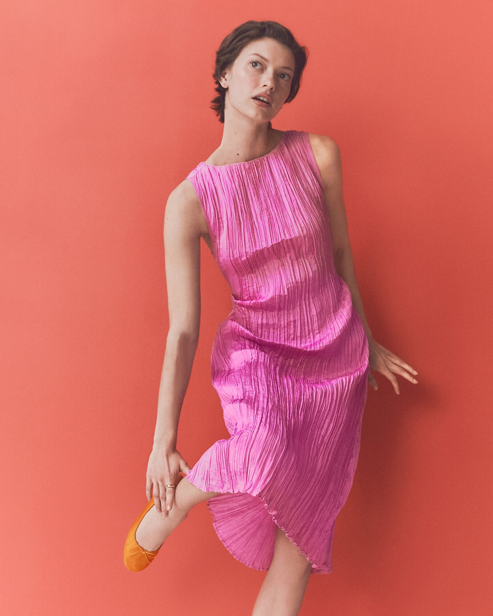 Crinkled high-neck sheath dress | J. Crew US