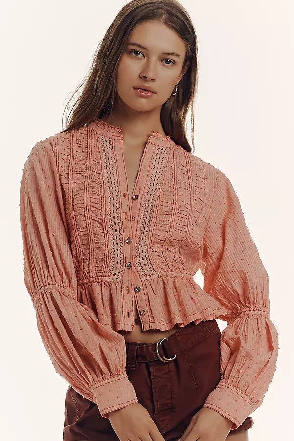 Pilcro Long-Sleeve Delicate Blouse | Anthropologie (US)