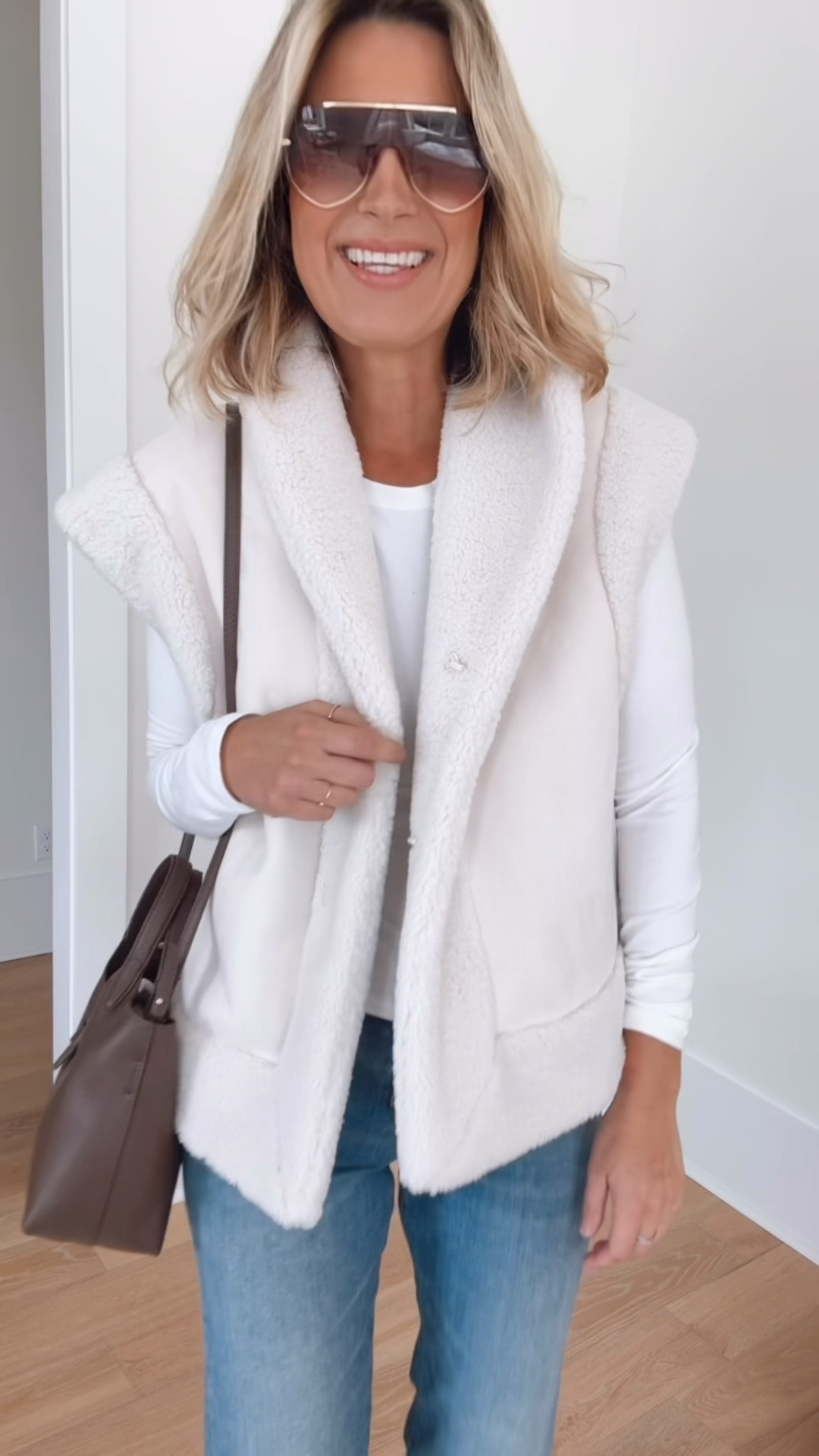 Fall outfit. Mountain trip outfit. Wearing small in the organic cotton tee and vest. I am 5’11” wearing 27 tall in the jeans.  I sized up .5 in the brown leather booties.

#LTKootd #LTKOver40 #LTKTall