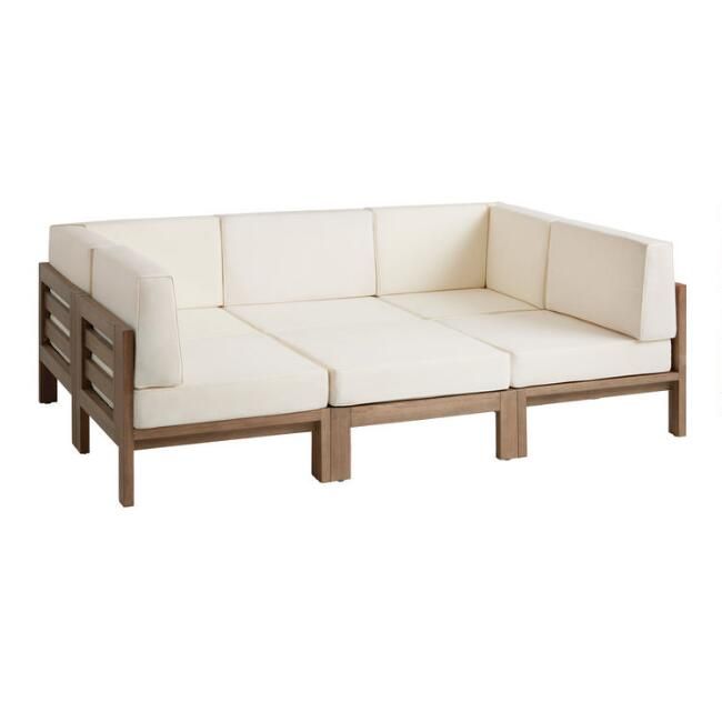 Eucalyptus Segovia 7 Piece Modular Outdoor Pit Sofa | World Market