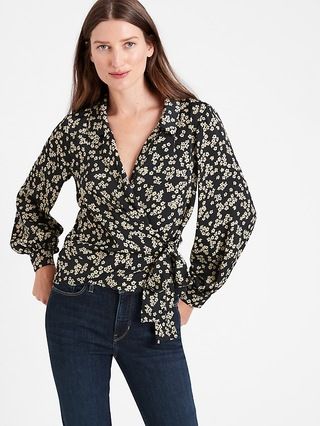 Satin Cropped Wrap Top | Banana Republic (US)