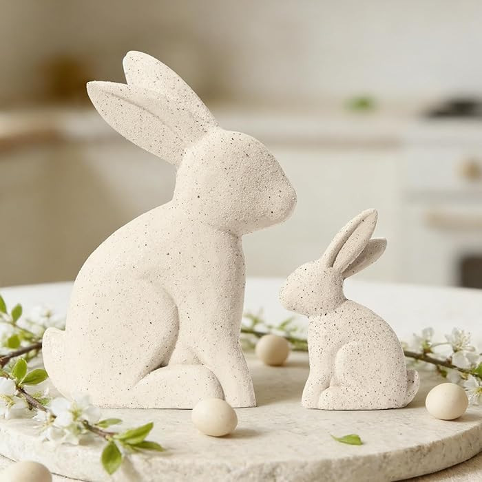 DN DECONATION Easter Decorations White Bunny Decor Rabbit Figurines, Wabi Sabi Easter Bunny Statu... | Amazon (CA)