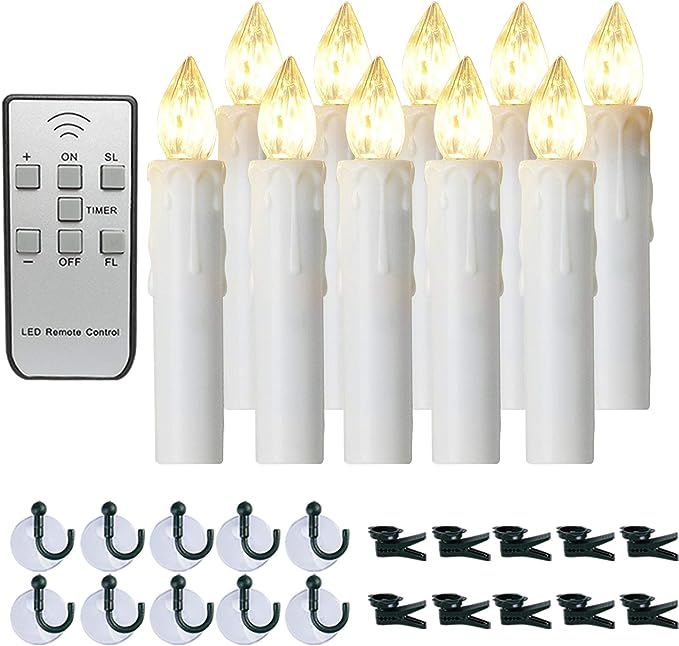 Amagic 10 Pcs Window Candles with Remote&Timer, Christmas Tree Candles with Clips/Suction Cups, B... | Amazon (US)