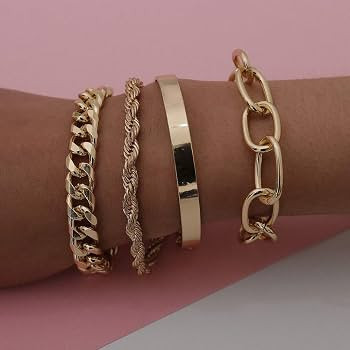 fxmimior Dainty Boho Gold Silver Chain Bracelets Set for Women Adjustable Fashion Beaded Chunky F... | Amazon (US)