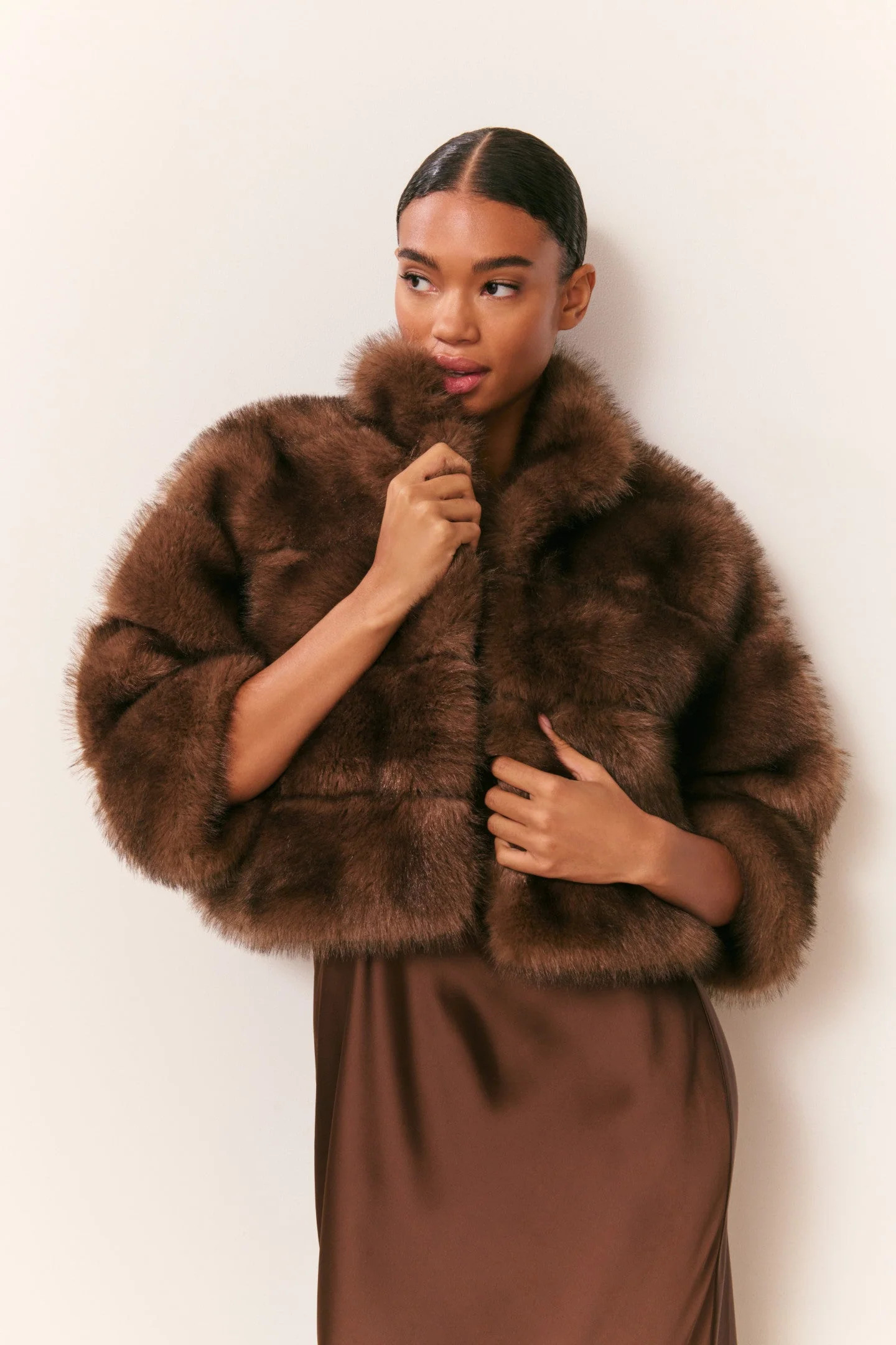 LoveShackFancy - Gelman Faux Fur Jacket - Dark Sable | Jones & Daughters