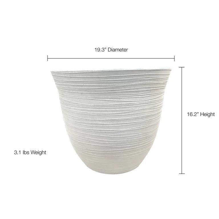 Better Homes & Gardens Terrence 19" Wide Round Resin Planter Cement Color | Walmart (US)