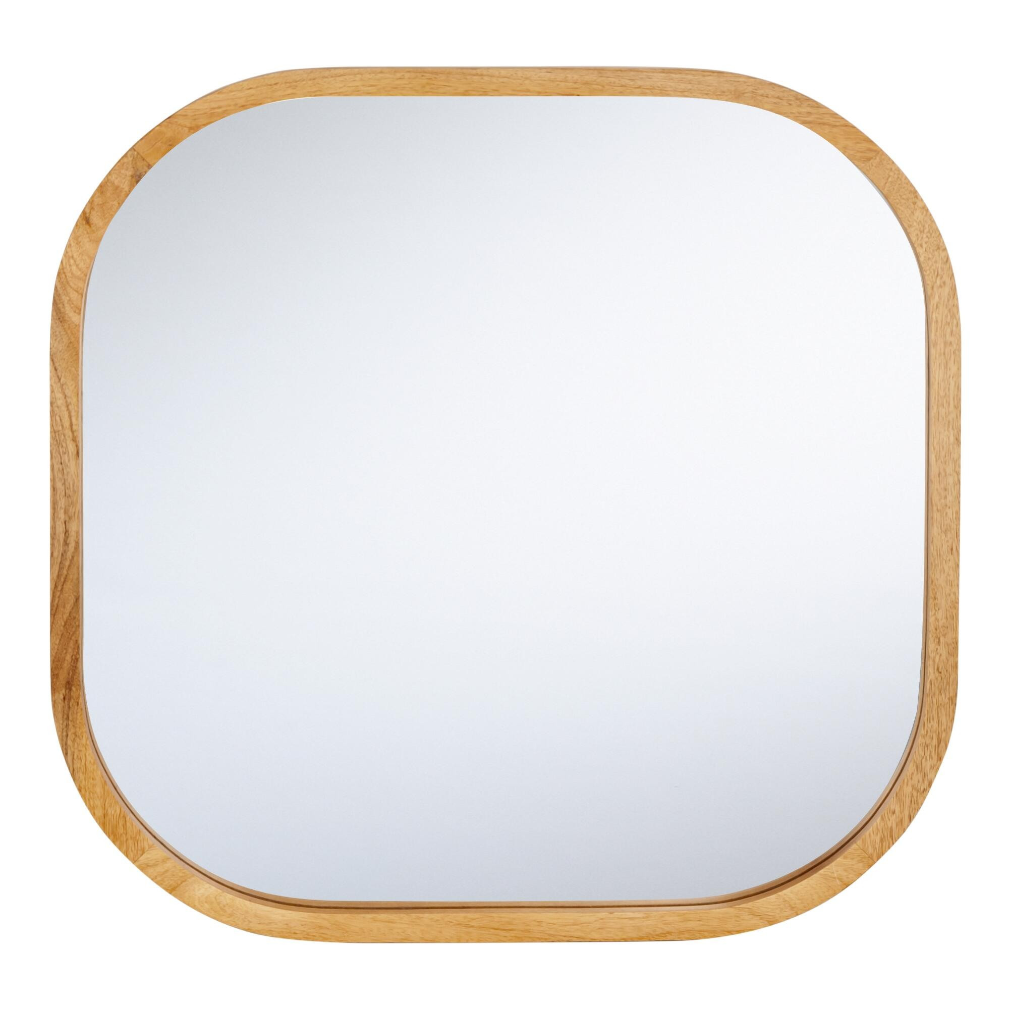 Rounded Mango Wood Aiden Mirror: Natural - Medium (36" & under) by World Market | World Market