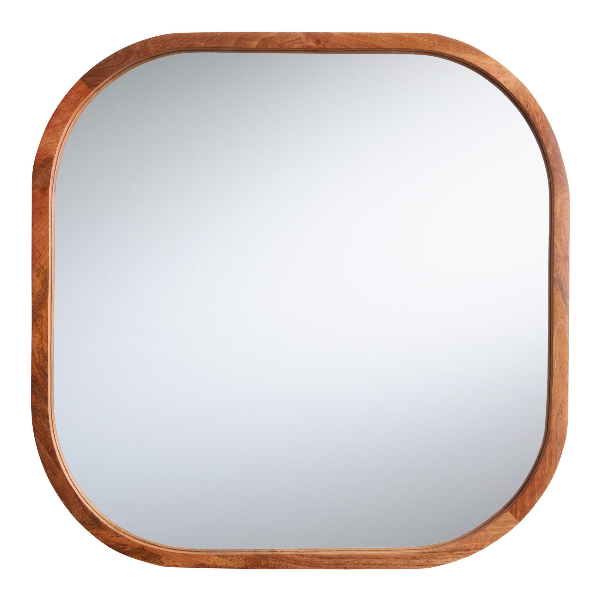 Rounded Mango Wood Aiden Mirror: Natural - Medium (36" & under) by World Market | World Market