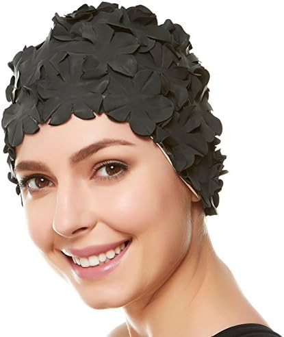 BEEMO Floral Petal Ladies Bathing Swim Cap Women Retro Swim Hat Long/Short Hair | Amazon (US)