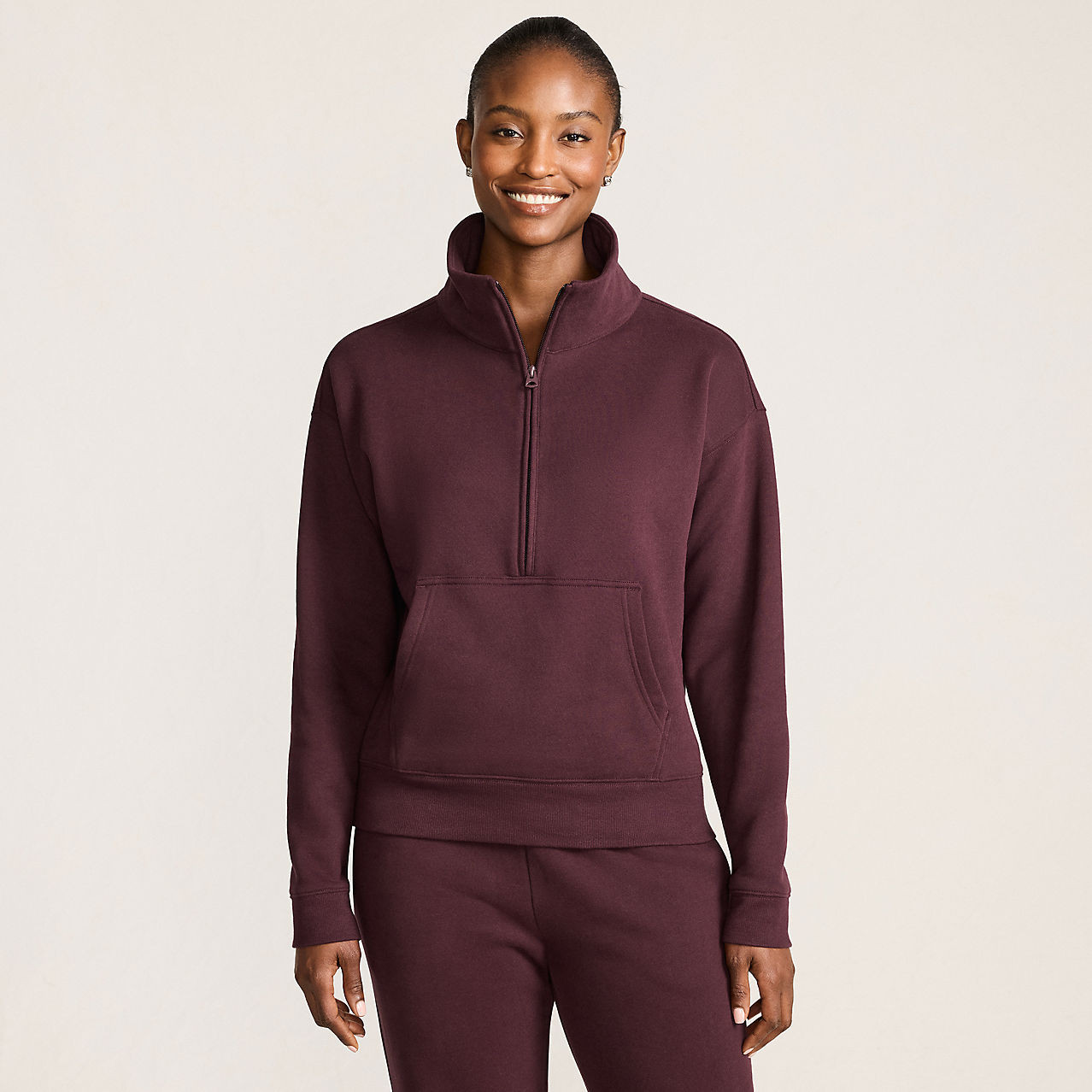 Women's Relaxed Serious Sweats Long Sleeve 1/2 Zip Sweatshirt | Lands' End (US)