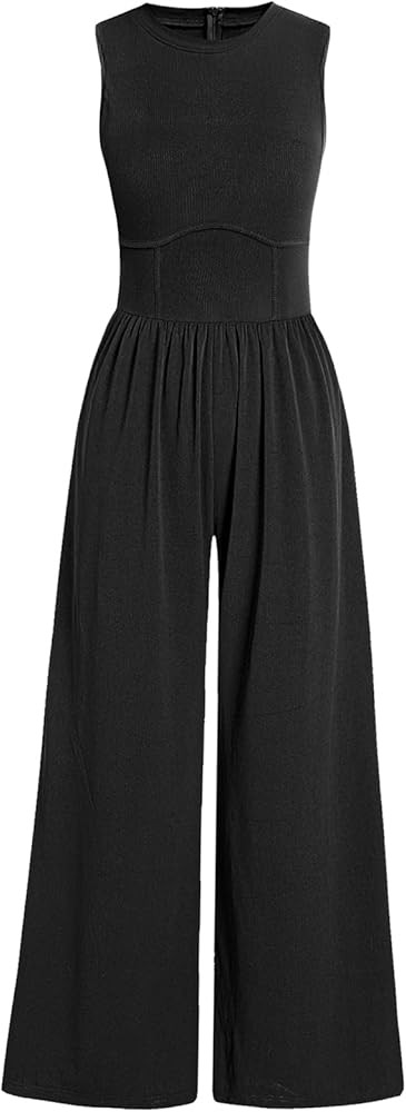 ANRABESS Womens Jumpsuits Dressy Summer Casual One Piece Outfits High Neck Tank Top Wide Leg Pant... | Amazon (US)