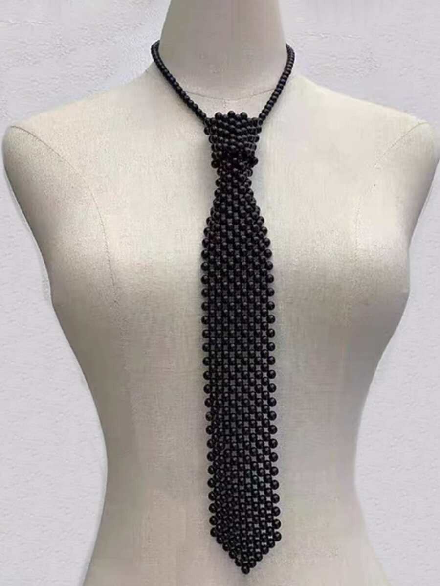 1pc Women's Korean Style Vintage Handmade Braided Pearl & Hollow Out Collar, With Necktie Accesso... | SHEIN