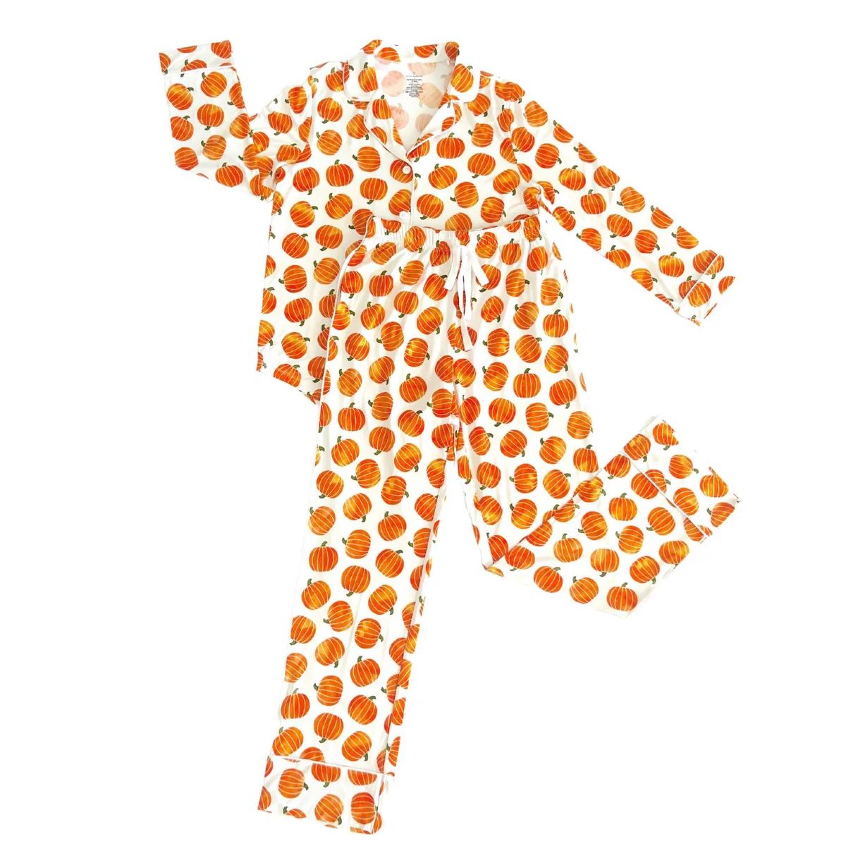 Women’s Pumpkin Button Down Pajama Set | Little Pajama Co.