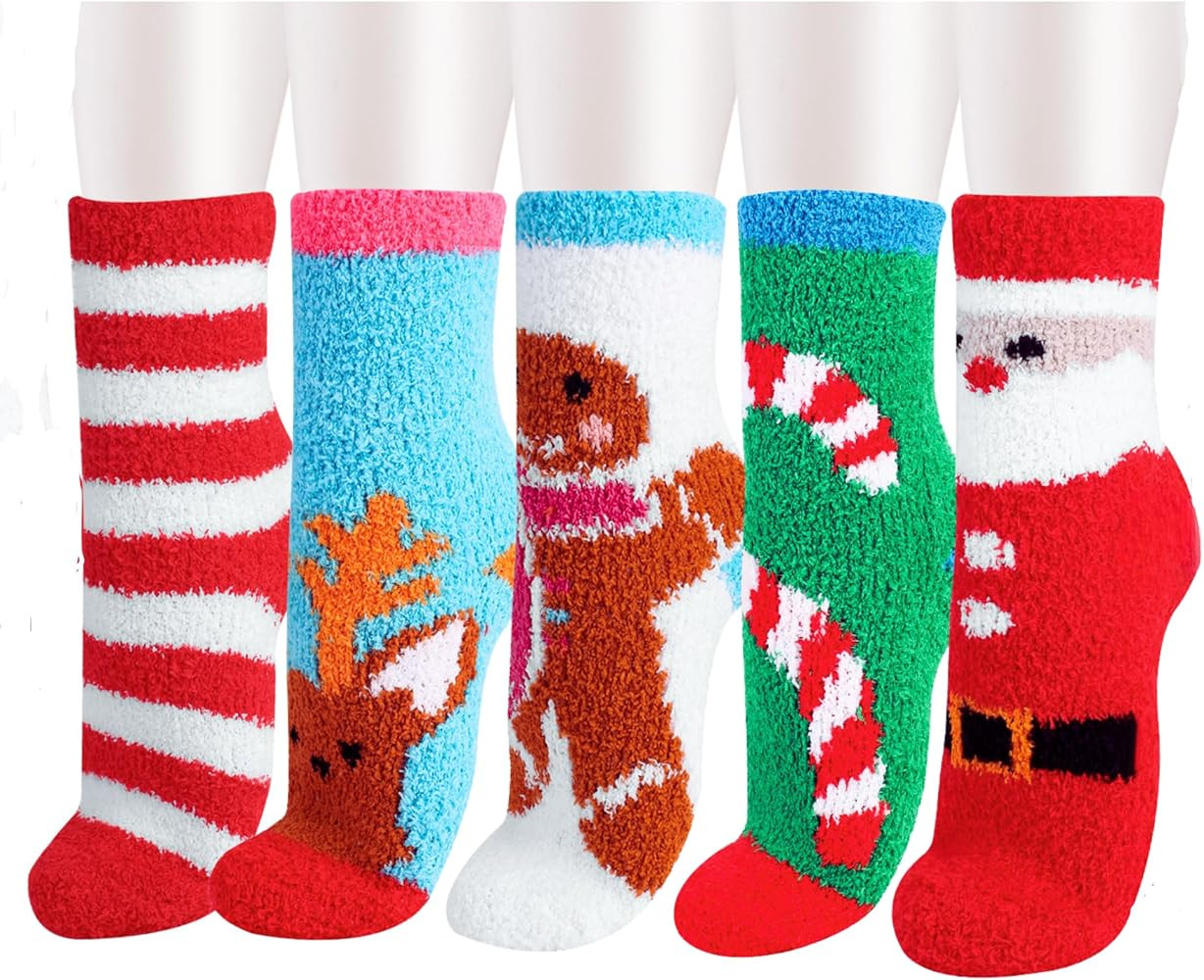 WaySoft Fluffy Fuzzy Socks for Women & Teen Girls - 4 to 5 Pairs Bulk Pack - 2023 Holiday Collect... | Amazon (US)