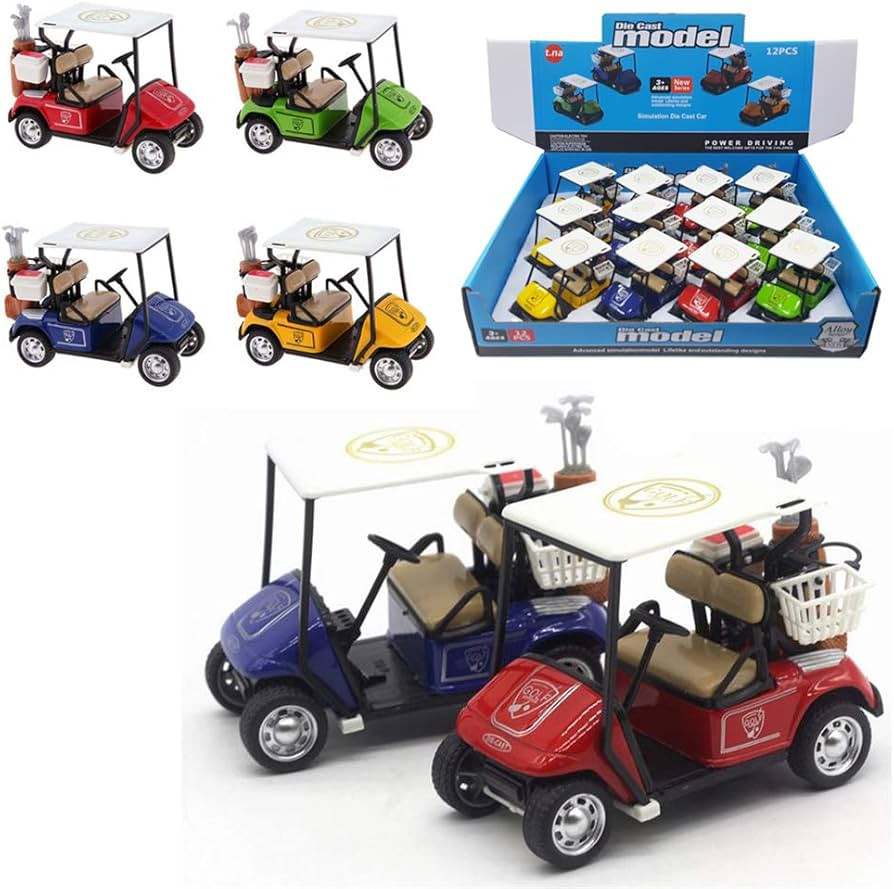 Box of 12 Mini Golf Carts Replicas, 4" Diecast Alloy Metal Pullback Action 1:32 Scale Model Toy G... | Amazon (US)