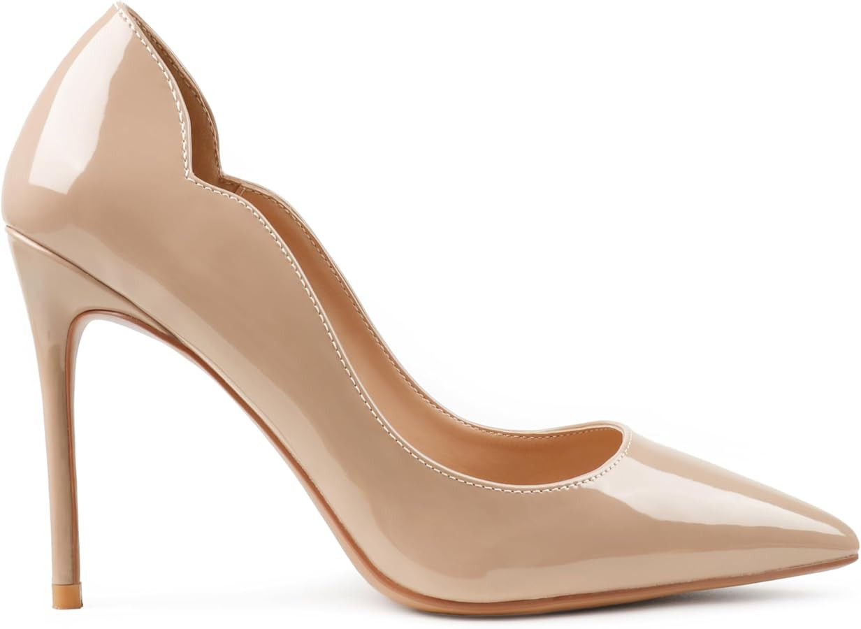COLETER Women's 4 Inch Pumps Pointy Toe Wedding Dress Shoes Slip on Stiletto Pumps | Amazon (US)