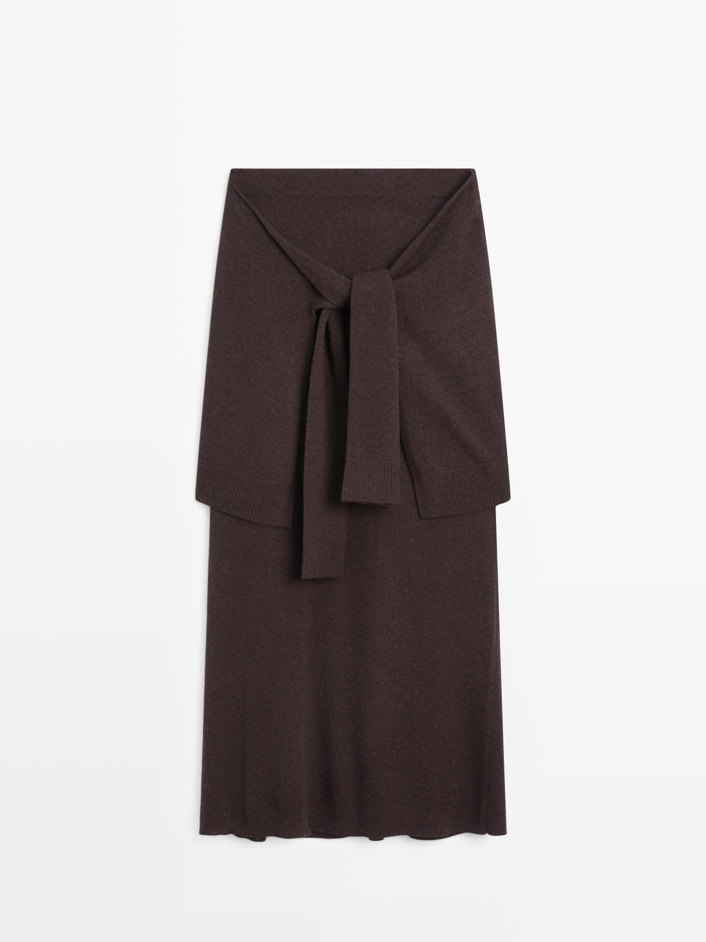 Knit skirt with knotted sleeve details | Massimo Dutti UK