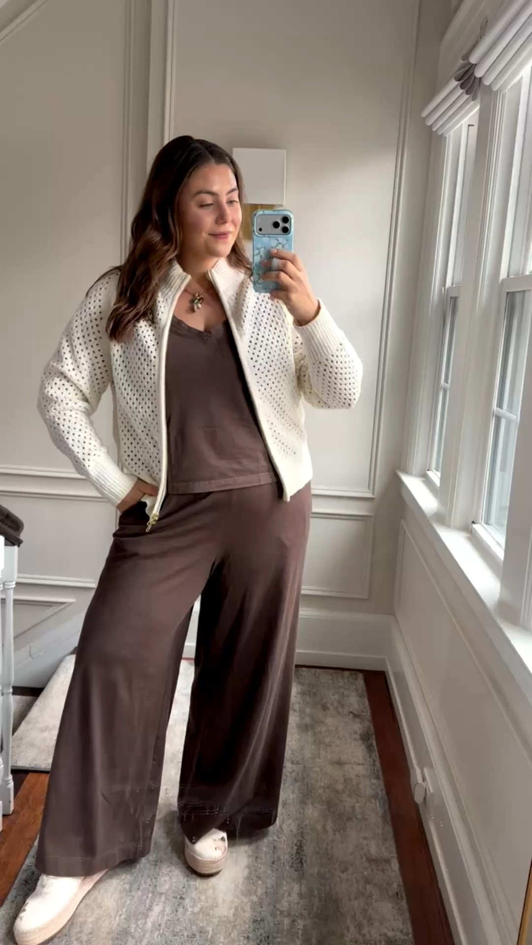 Wearing size XXL in top (runs generously), XL in pants & XL in cardigan (old - sharing similar styles) @gapstyle @Loopy Cases @Varley 

#LTKmomlife #LTKootd #LTKMidsize