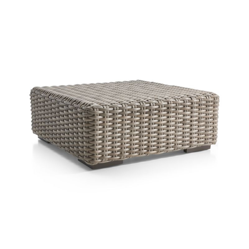 Abaco All-Weather Resin Wicker Outdoor Patio Ottoman + Reviews | Crate & Barrel | Crate & Barrel
