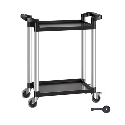 VEVOR Utility Cart, 300 lbs Load Capacity, 2-tier Utility Plastic Cart with 360° Swivel Wheels (2 with Brakes), 24.4 x 16.1in Food Service Cart,Black | Target