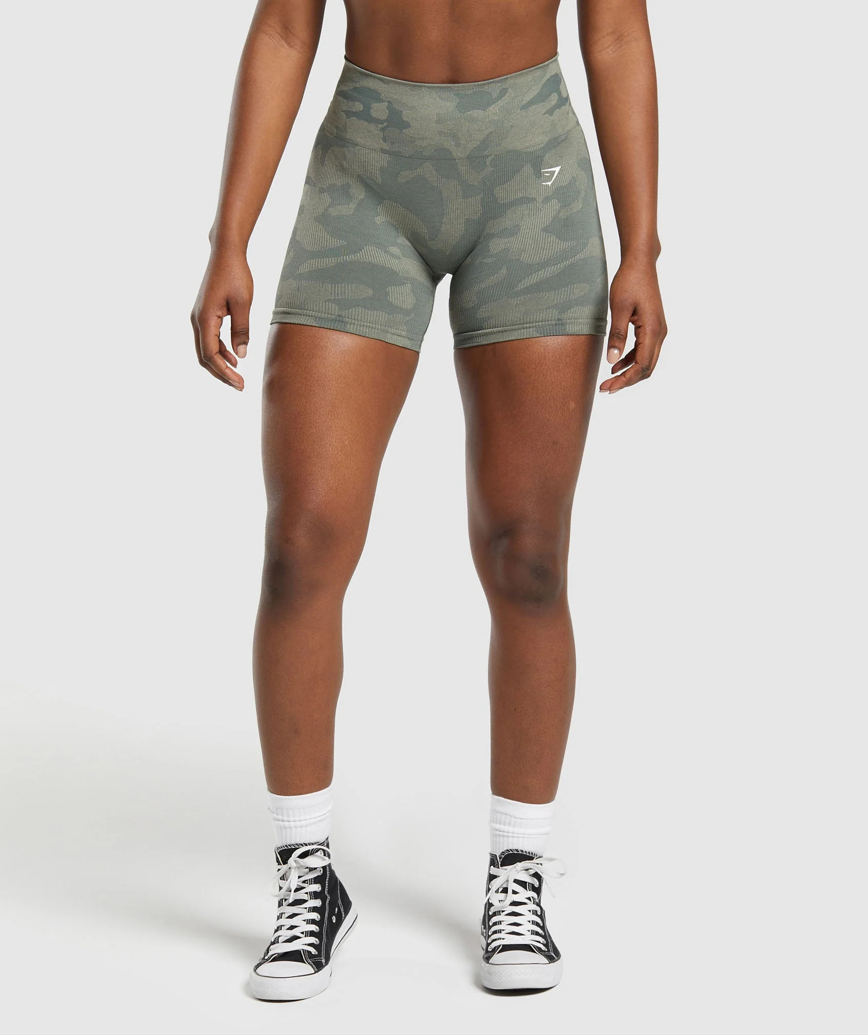 Gymshark Adapt Camo Seamless Shorts - Unit Green/Chalk Green | Gymshark US