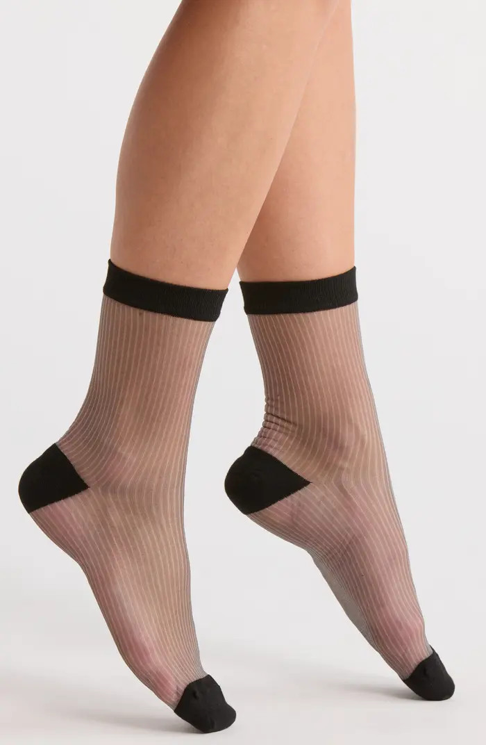Nordstrom Vertical Stripe Sheer Crew Socks | Nordstrom | Nordstrom
