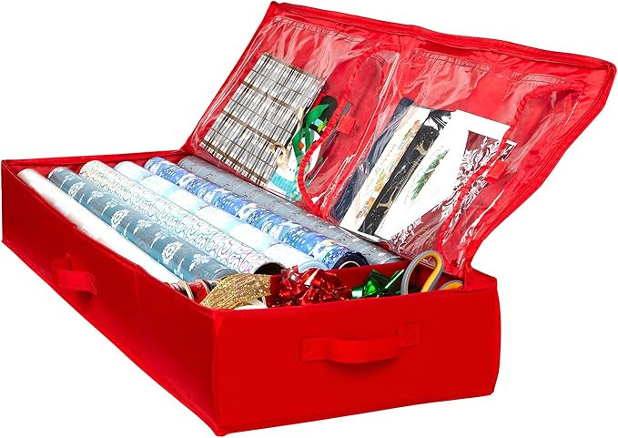 Wrapping Paper Storage Container – Fits up to 27 Rolls 1 3/8” Diam. - Underbed Gift Wrap Orga... | Amazon (US)