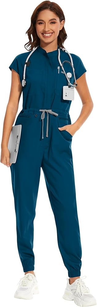 niaahinn Women's Comfortable Medical Scrub Set - Soft Stretch Jumpsuit & Jogger | Amazon (US)